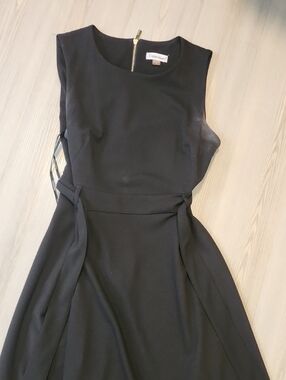 Calvin Klein Black Sleeveless Midi Dress with Gold Zip